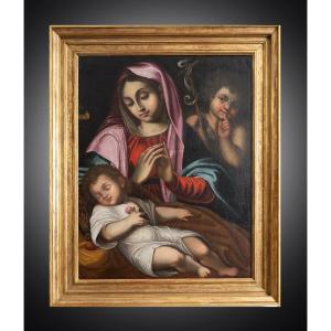 Tableau ancienne huile sur toile, Bologne, XVIIe siècle.