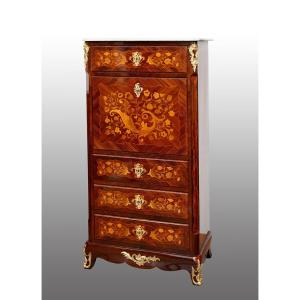 Antique Napoleon III Secretary Desk Made Of Fine Exotic Woods, 19th Century.