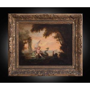 Old Oil Painting On Canvas Representing An Allegorical Scene. Signed And Dated 1848.