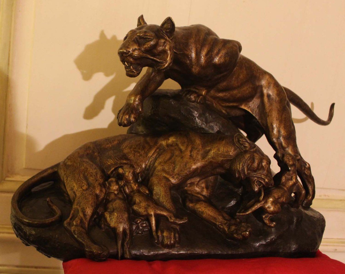 Clovis, Edmond Masson (family Of Bronze Tigers Circa 1880)-photo-4