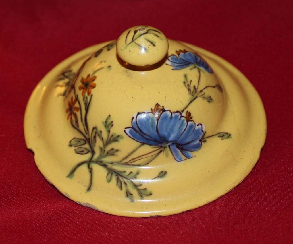 Marseille 17th Century Covered Sugar Bowl (fauchier Factory)-photo-3