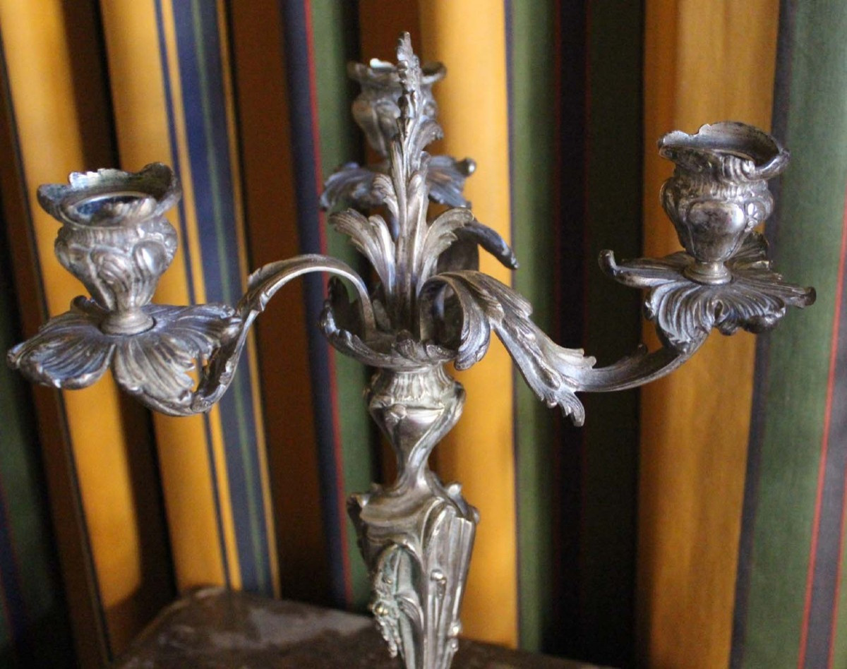 CANDELABRES bronze fin XIX  (paire)-photo-3