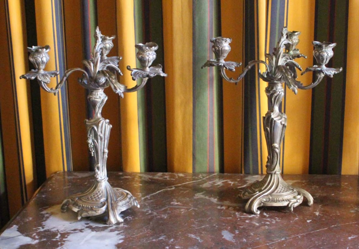 CANDELABRES bronze fin XIX  (paire)-photo-1