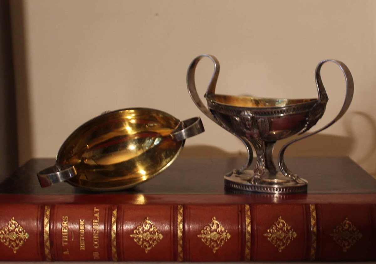 SALIERES (paire) en argent et vermeil-photo-2