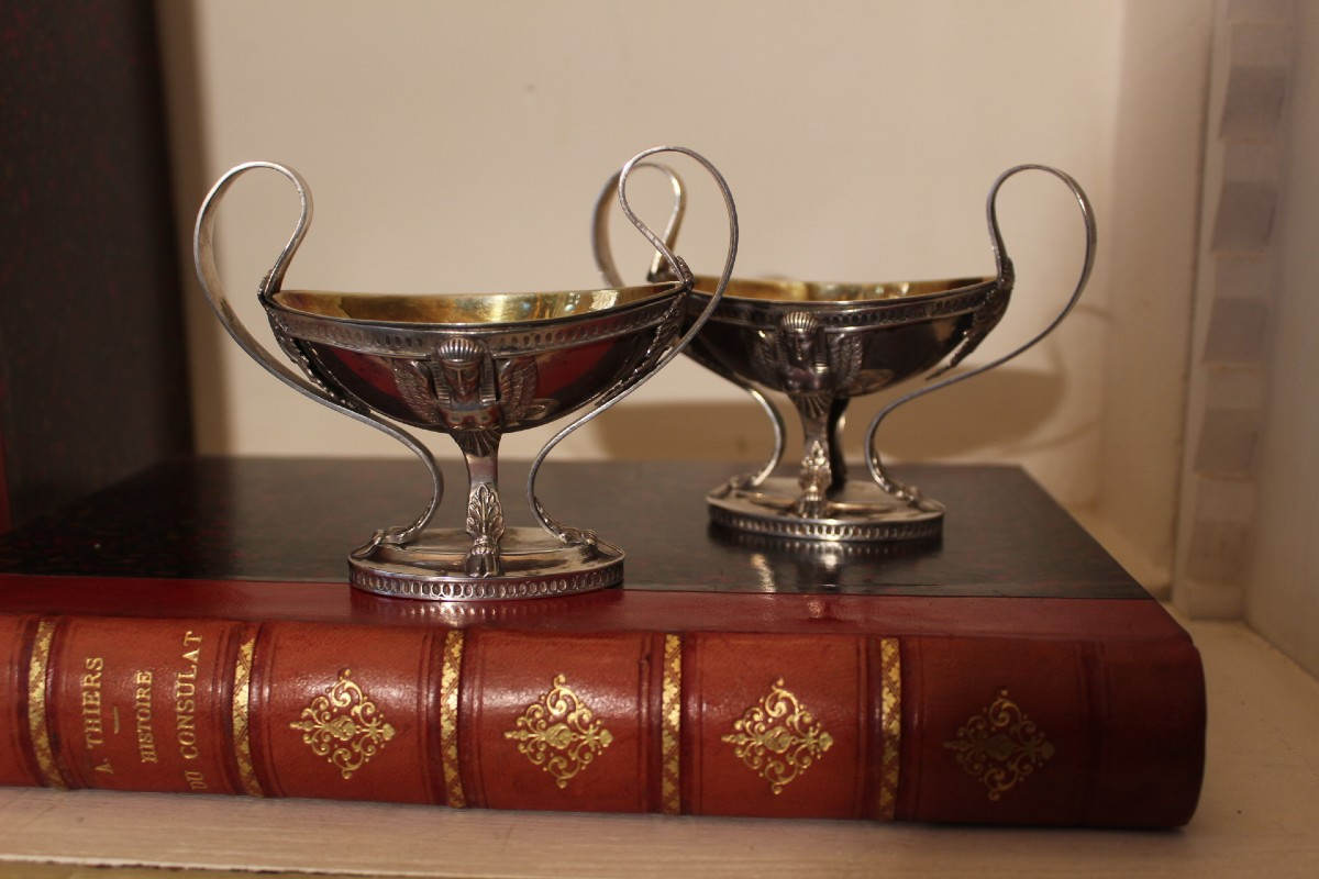 SALIERES (paire) en argent et vermeil-photo-4