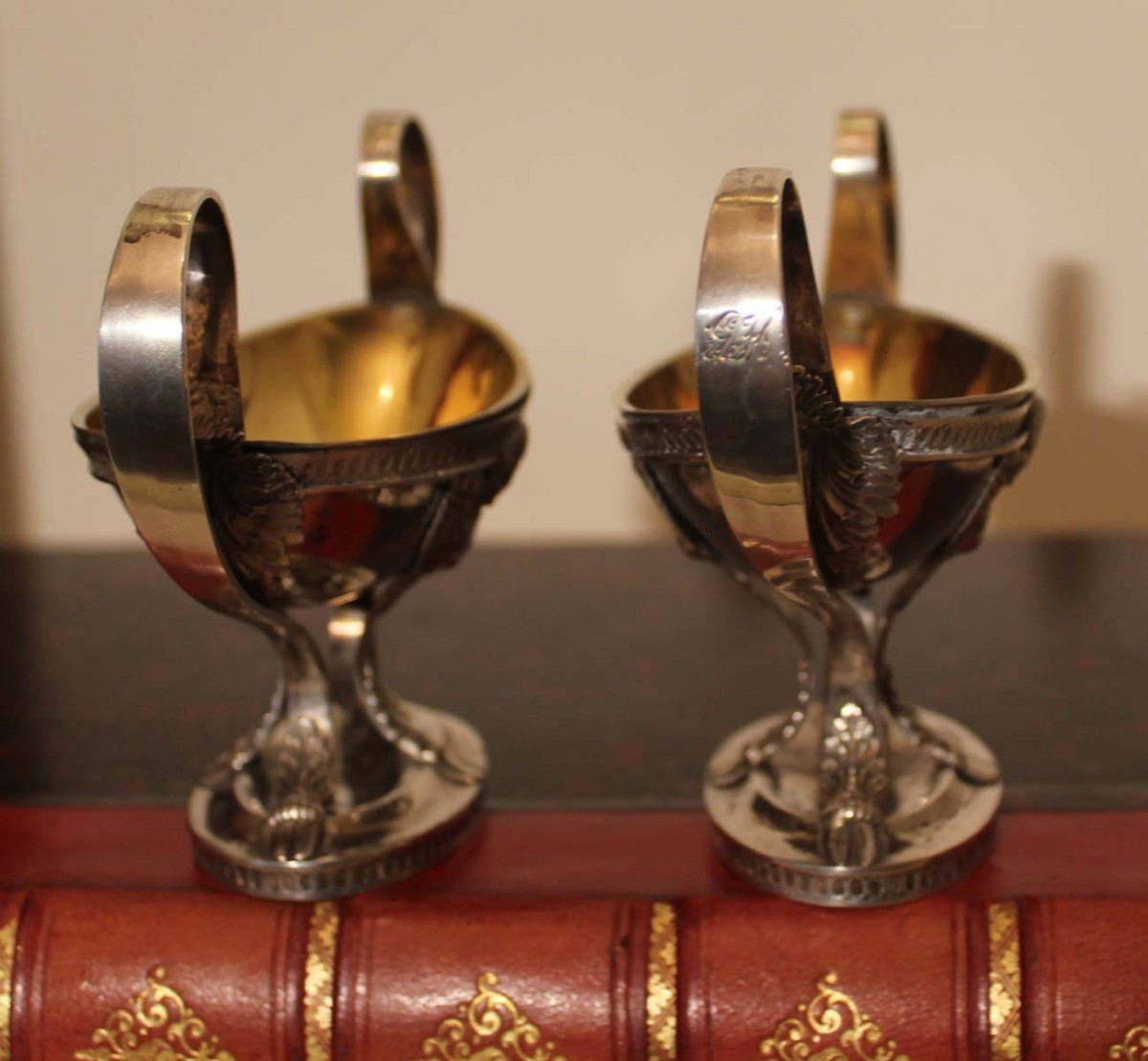 SALIERES (paire) en argent et vermeil-photo-8