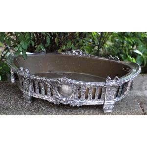 Art Nouveau Victor Saglier (silver-plated Metal Planter, Signed "vs" On The Back, Circa 1900)