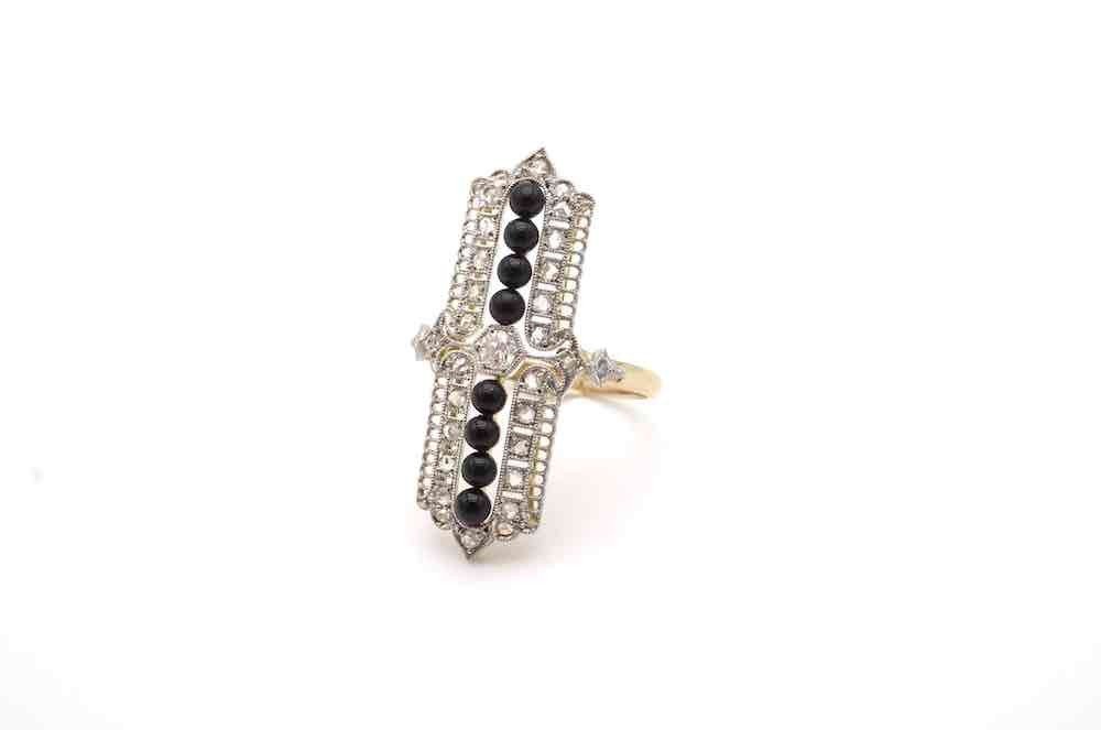 Art Deco Onyx And Diamond Ring-photo-2