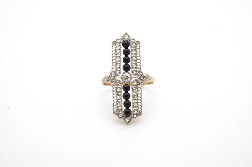 Art Deco Onyx And Diamond Ring-photo-4