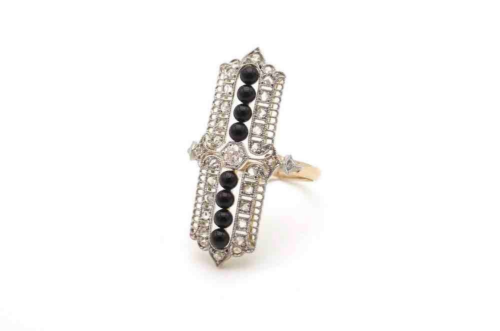 Art Deco Onyx And Diamond Ring