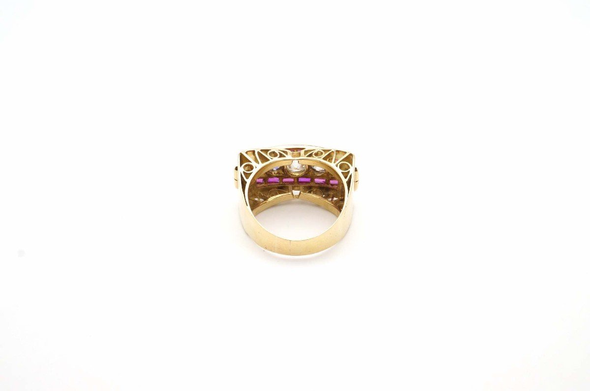 Tank Ring Period 40 Diamonds And Rubies-photo-4