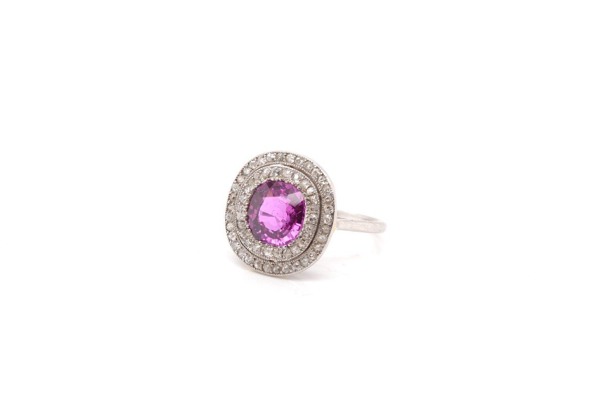 Old Ring Set With A Pink Sapphire And Diamonds-photo-4
