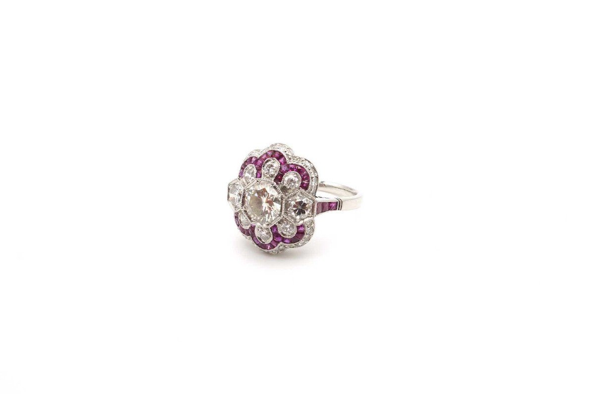 Art Deco Style Ruby And Diamond Ring In Platinum-photo-4