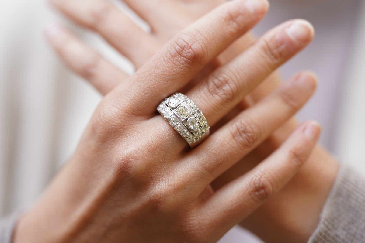 Bague Bandeau Diamants En Or Blanc 18k-photo-2