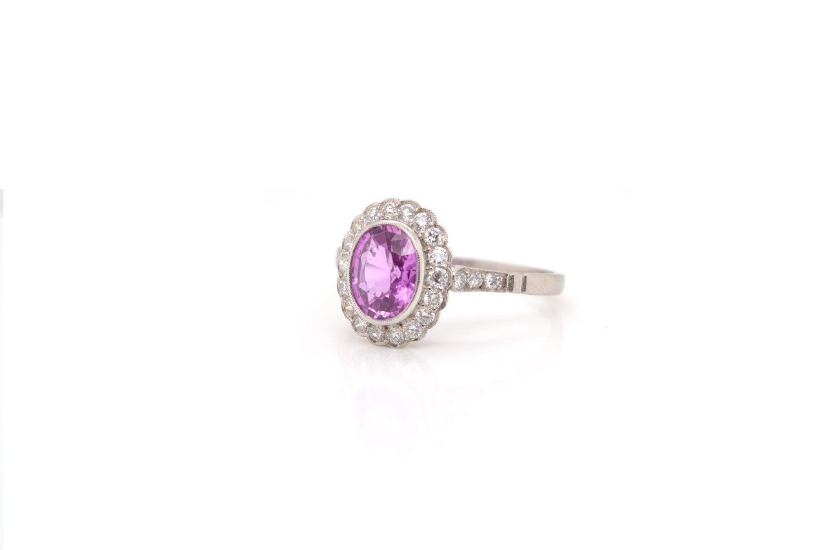 Pink Sapphire And Diamond Ring In Platinum-photo-4