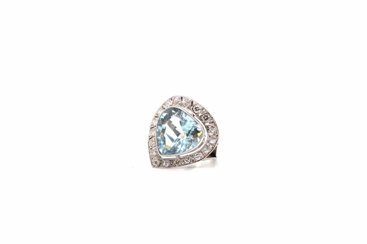 Aquamarine Diamond Ring In Platinum-photo-4