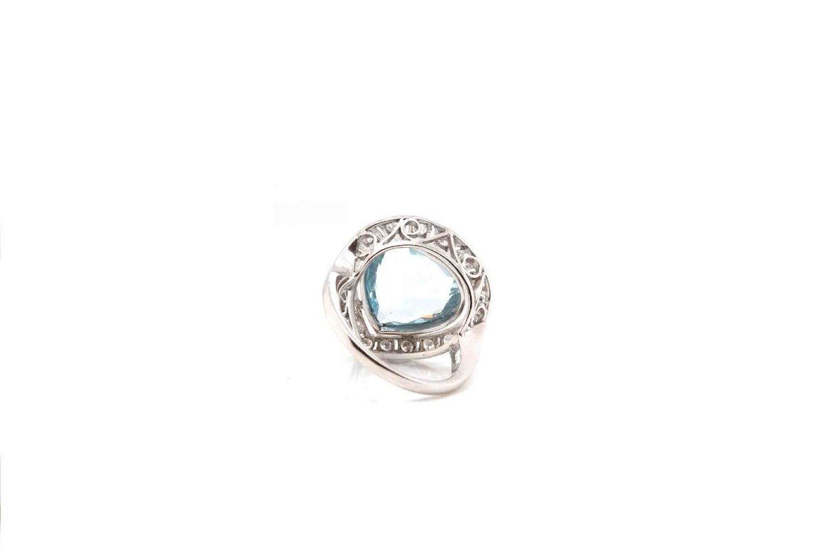 Aquamarine Diamond Ring In Platinum-photo-1