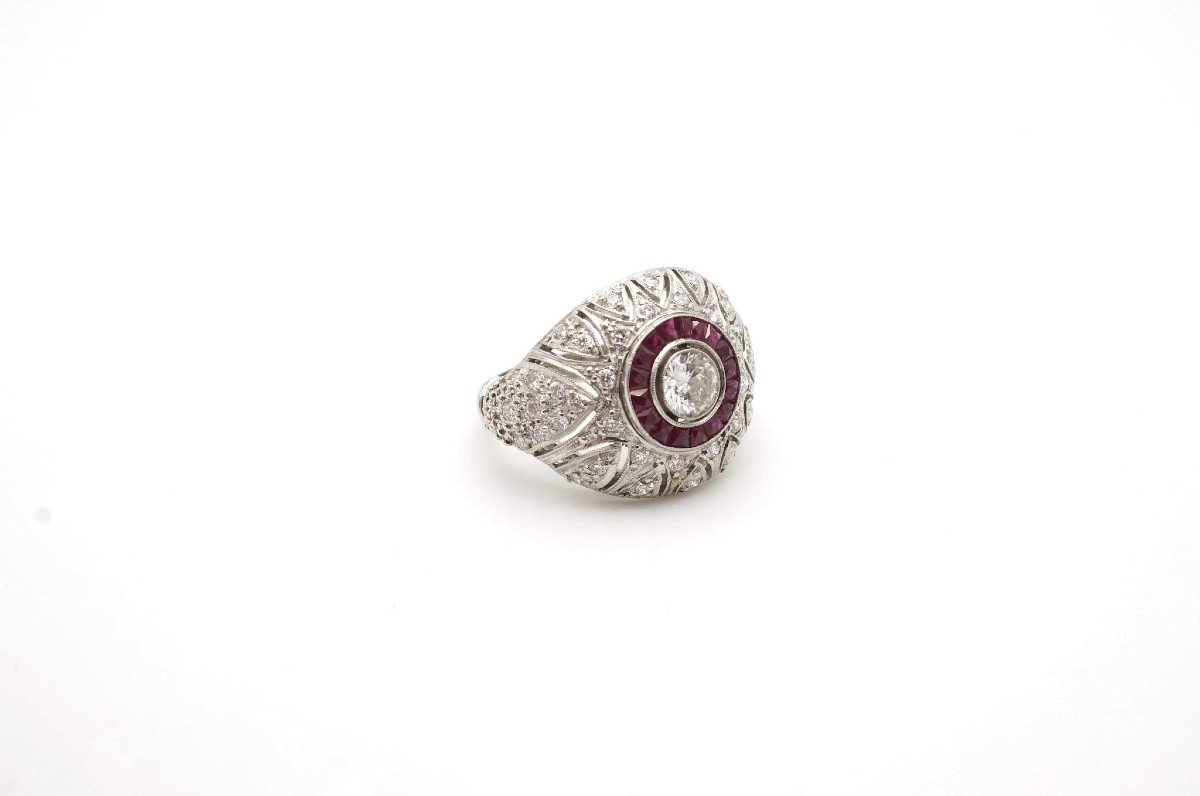 Diamond Dome Ring In Platinum-photo-3