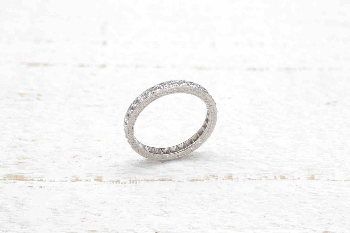 Vintage Style Diamond And Platinum Creative Wedding Ring-photo-2