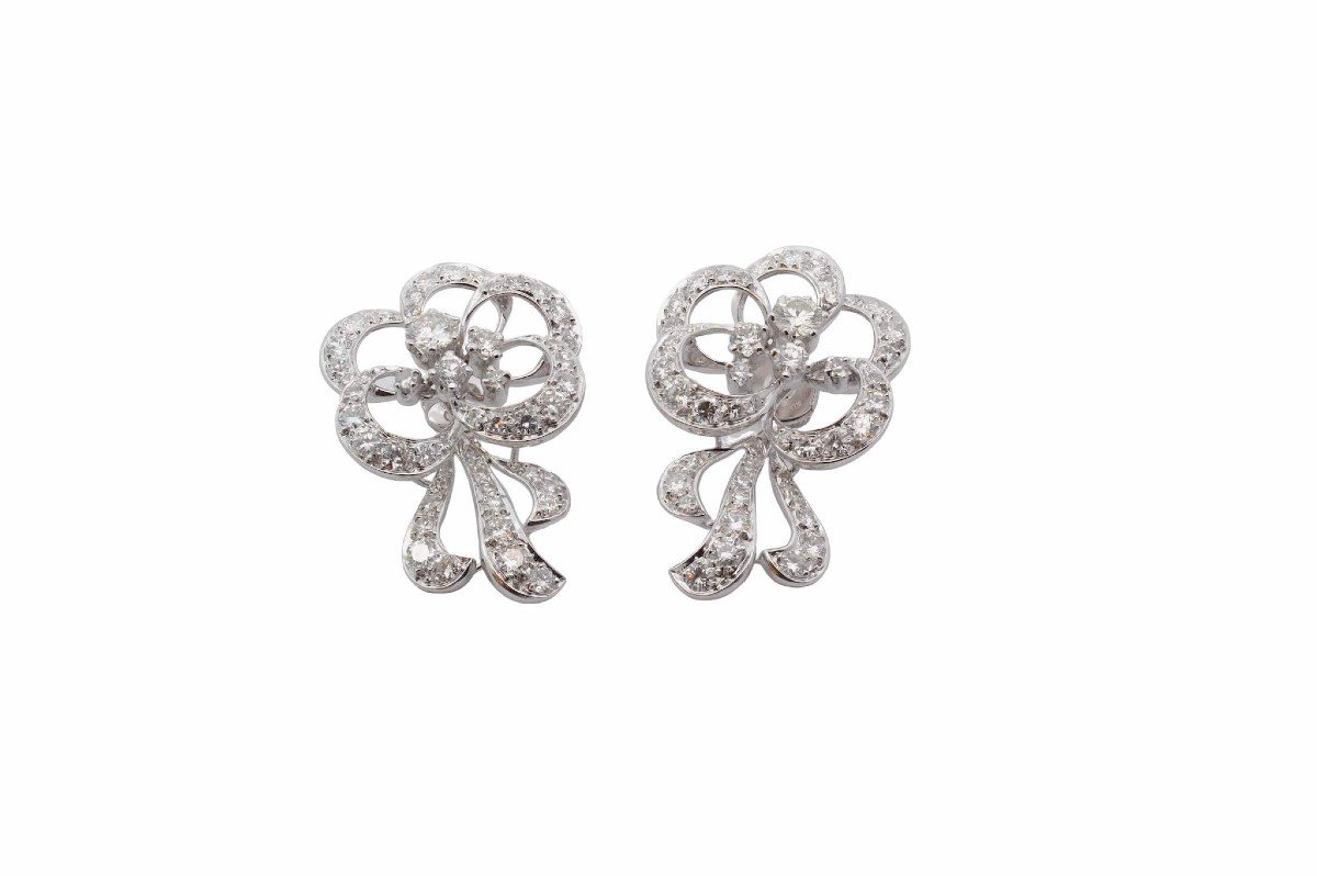 Boucles d'Oreilles Diamants Des Années 50-photo-4