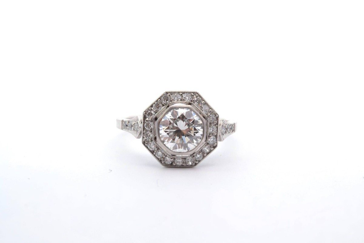Art Deco Octagonal Diamond Ring-photo-2