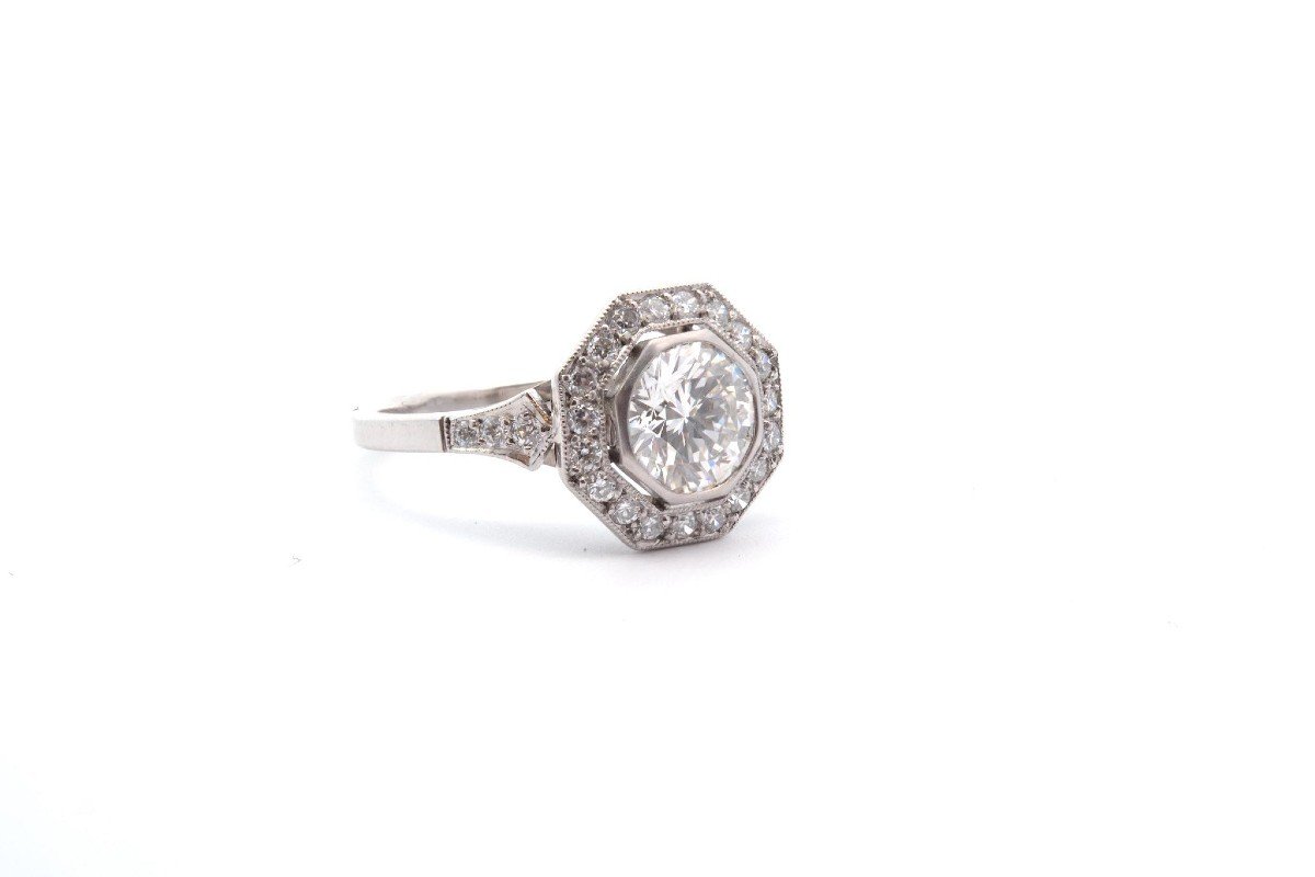 Art Deco Octagonal Diamond Ring-photo-3