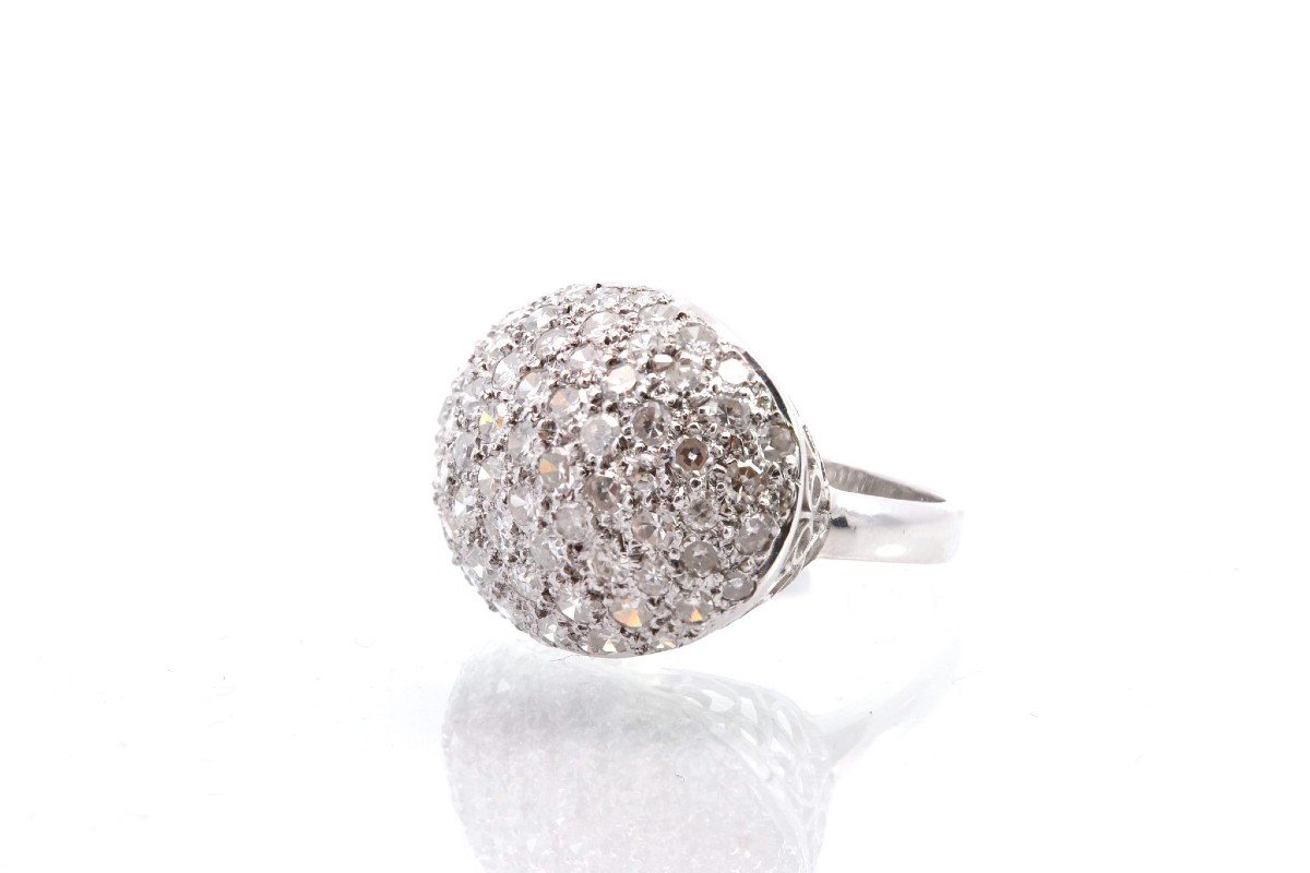 Bague Boule Diamants En Or 18k