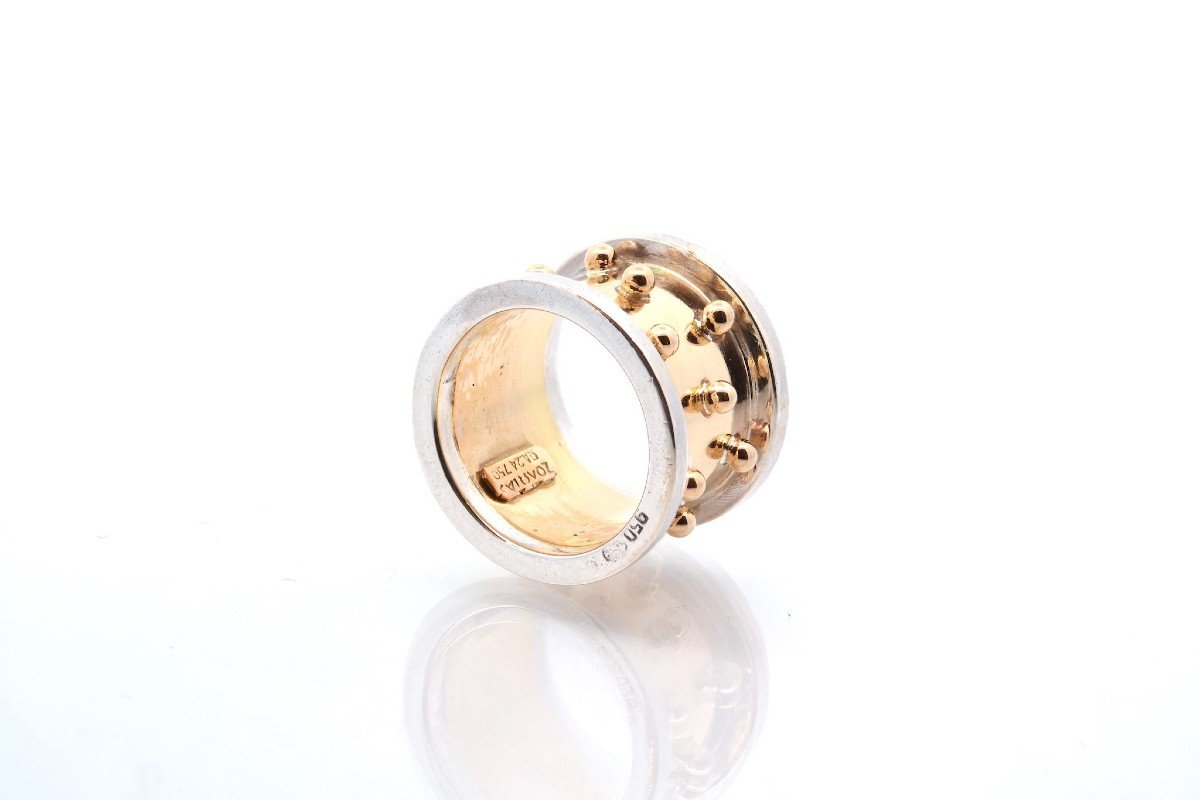 Zolotas Ring In 18k Yellow Gold And Silver-photo-3