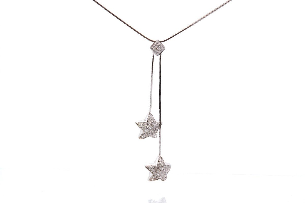 Diamond Star Necklace In 18k White Gold-photo-2