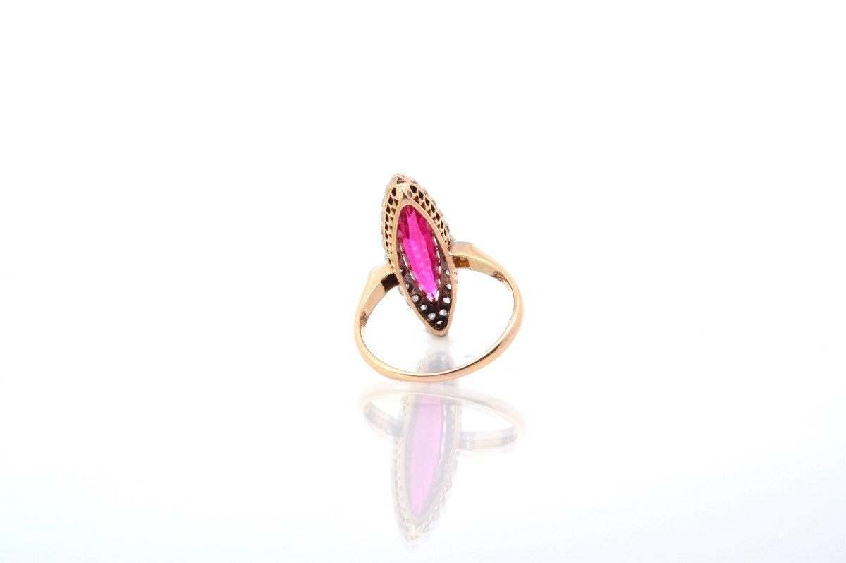 Old Marquise Diamond And Synthetic Ruby Ring-photo-1