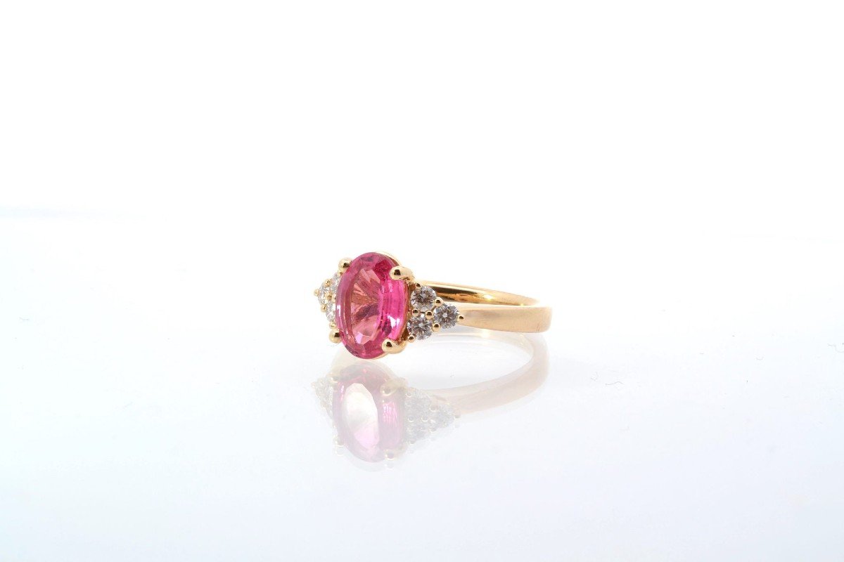 Pre-owned Tourmaline And Diamond Ring In 18k Yellow Gold-photo-4