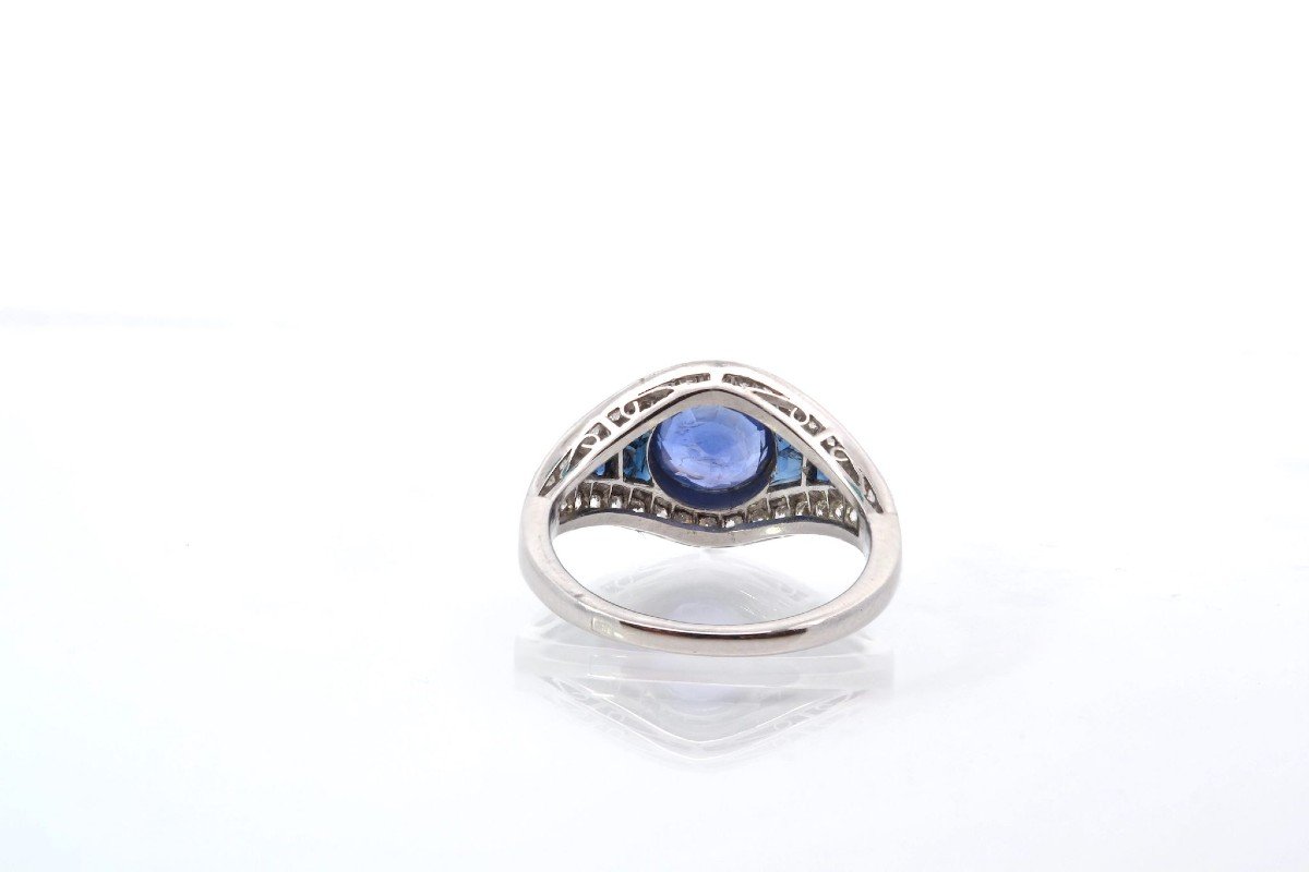 Pre-owned Art Deco Sapphire And Diamond Ring In Platinum-photo-1