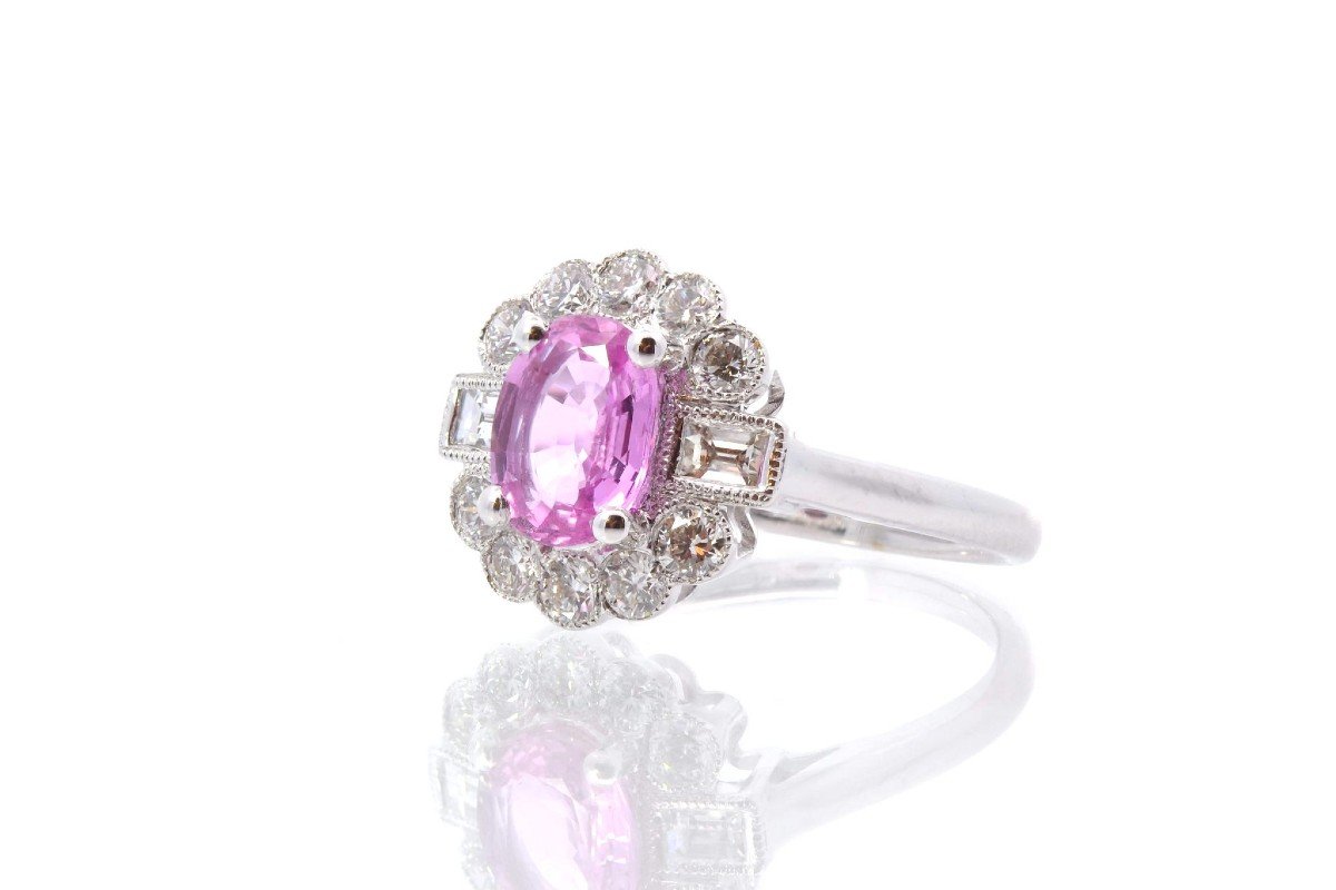 Pink Sapphire And Diamond Ring