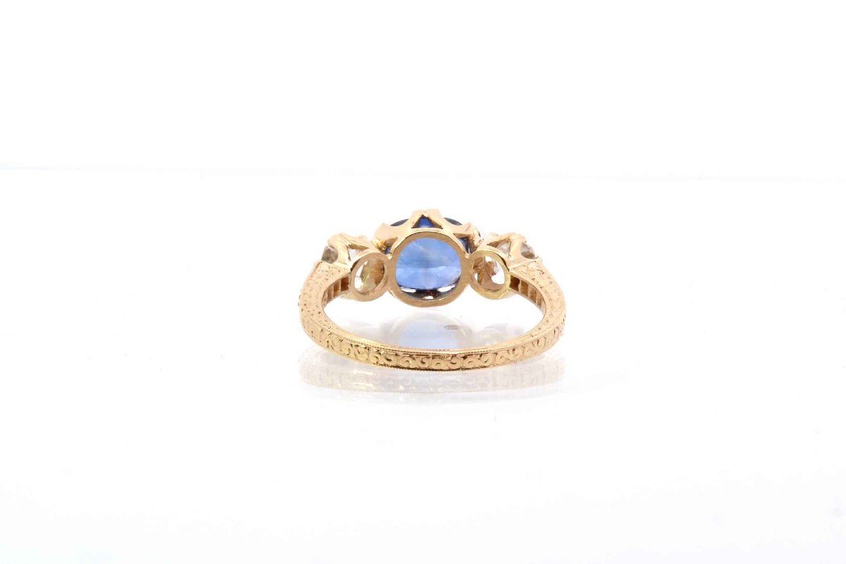 Bague Vintage Saphir Et Diamants En Or 18k-photo-1