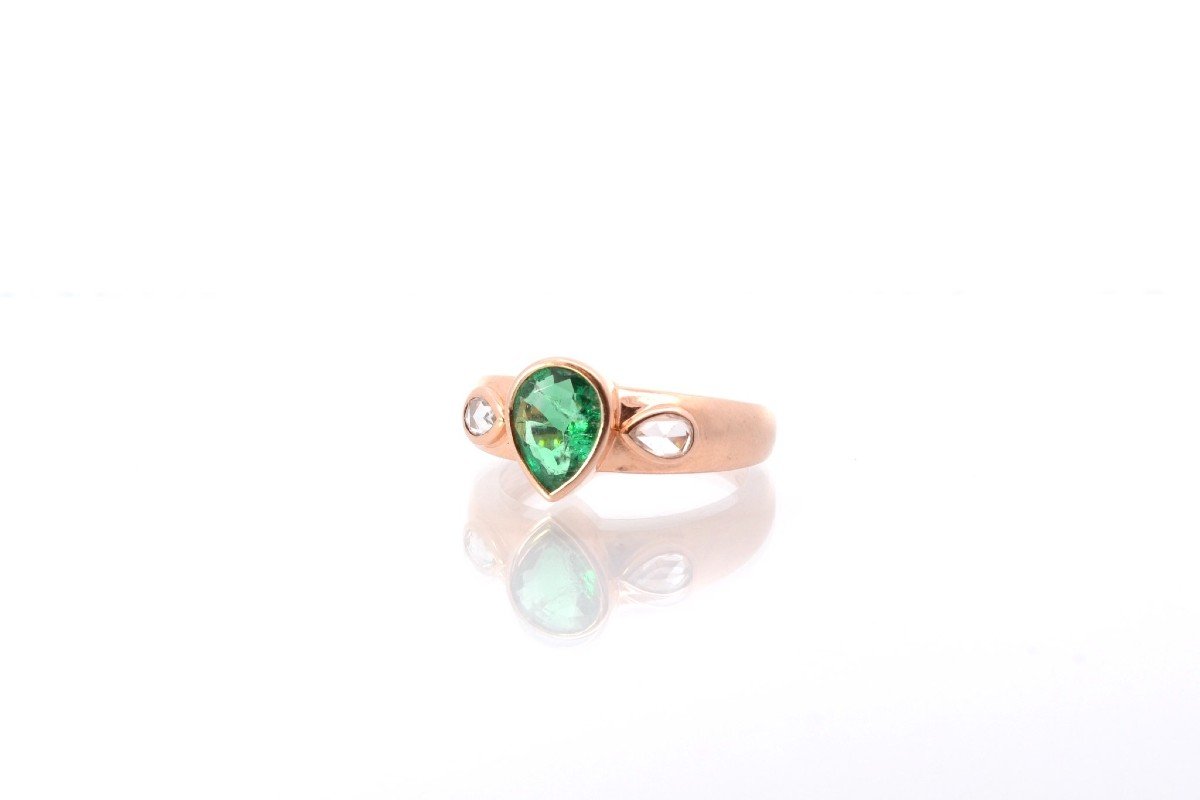 Vintage Emerald And Diamond Ring In Rose Gold-photo-4
