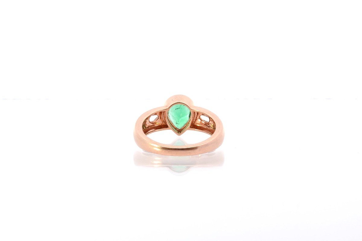 Vintage Emerald And Diamond Ring In Rose Gold-photo-1