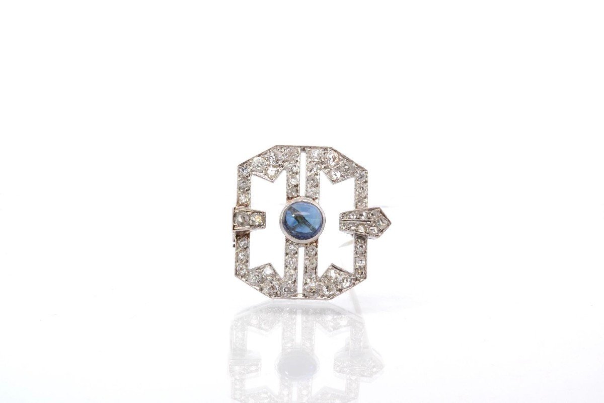 Art Deco Diamond Brooch In Platinum-photo-2