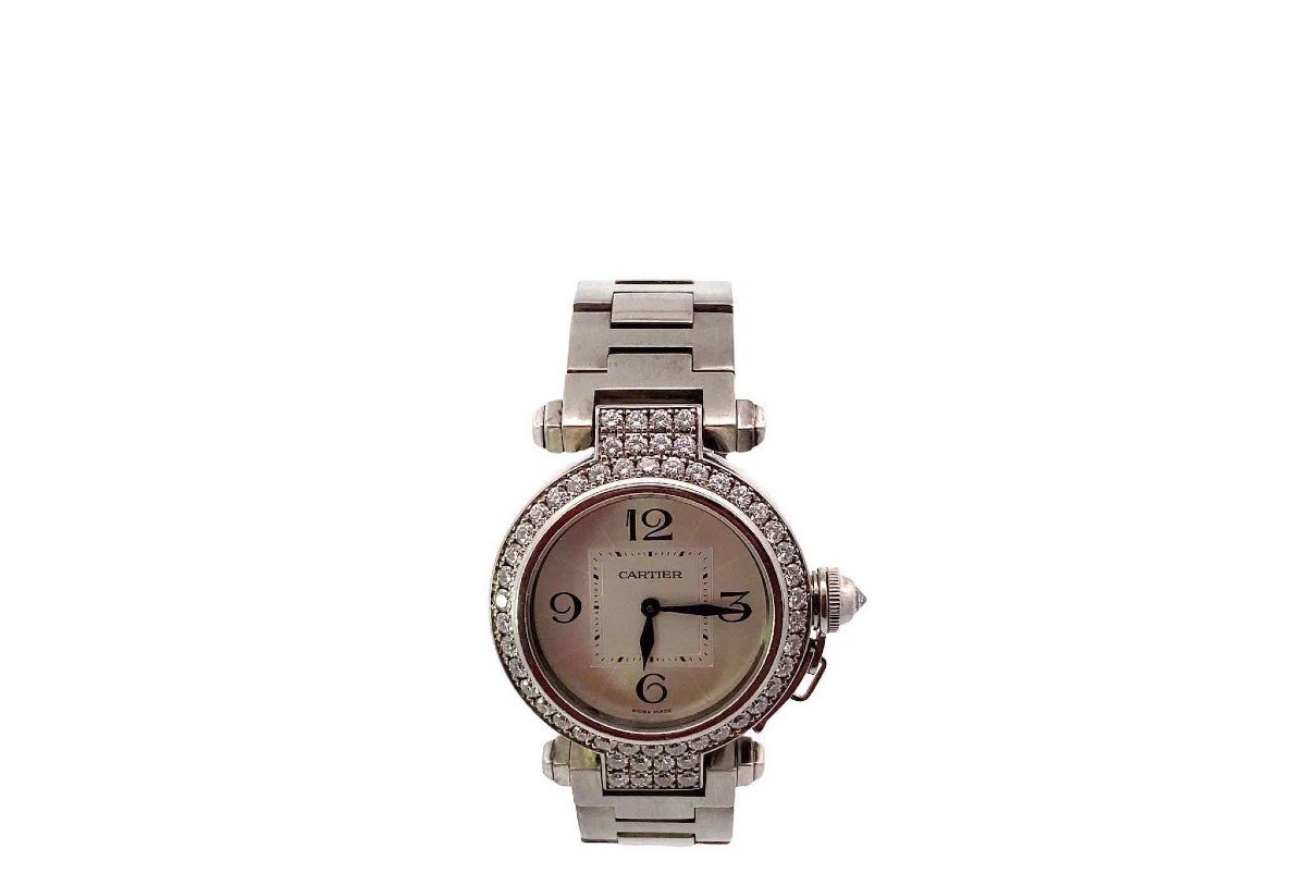 Pasha De Cartier Watch In 18k White Gold