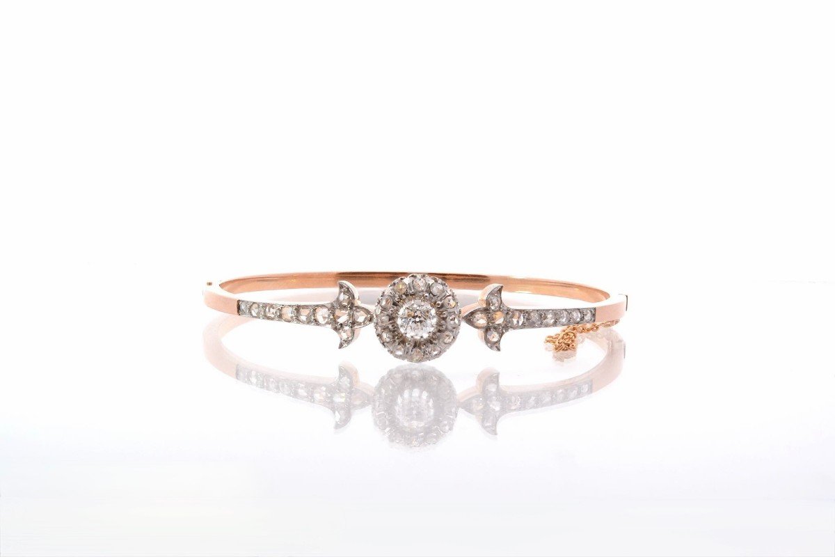 Bracelet Vintage Diamants En Or 18k Et Platine-photo-2