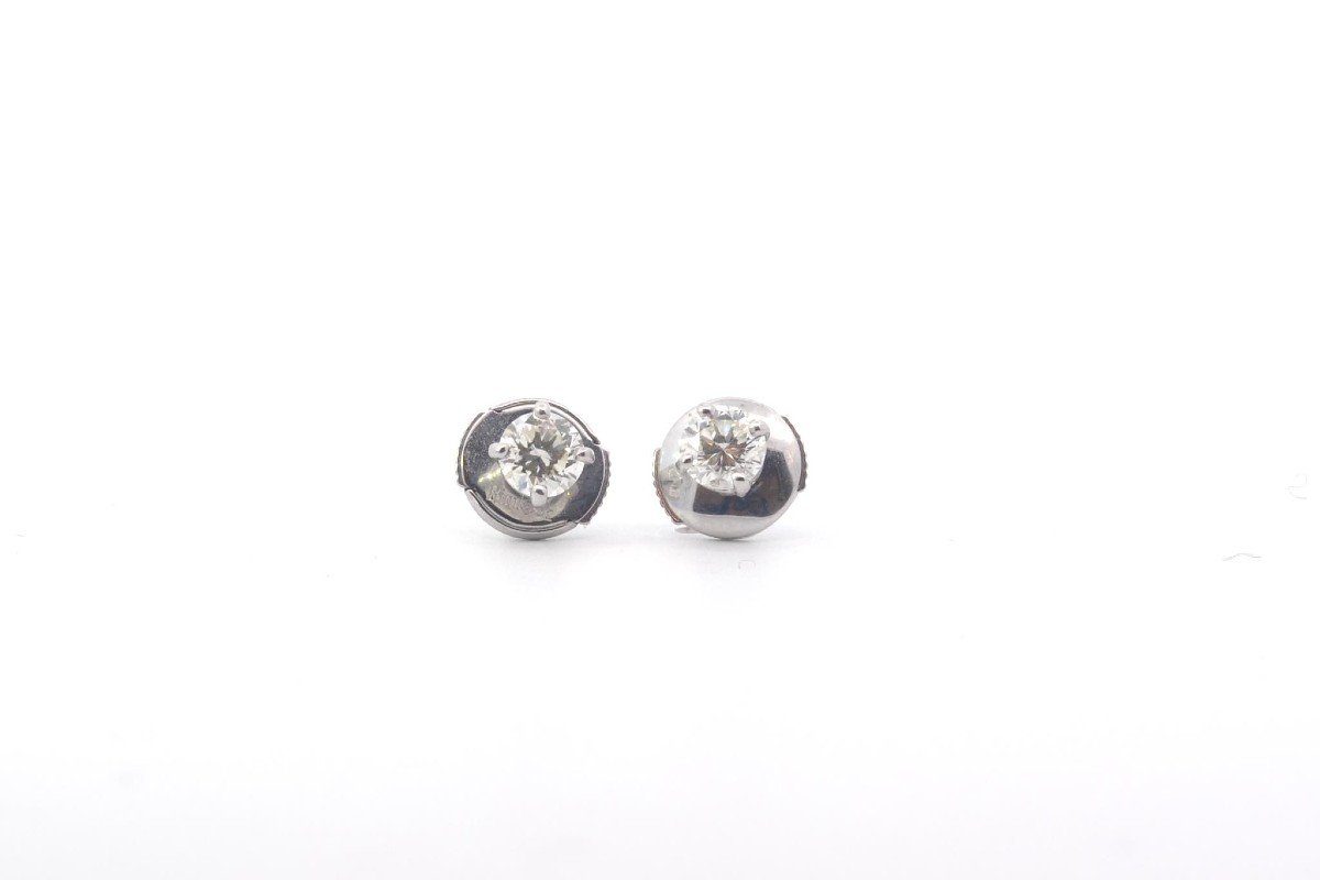 Boucles D’oreilles Puces Diamants Extra Blanc En Or 18k-photo-2