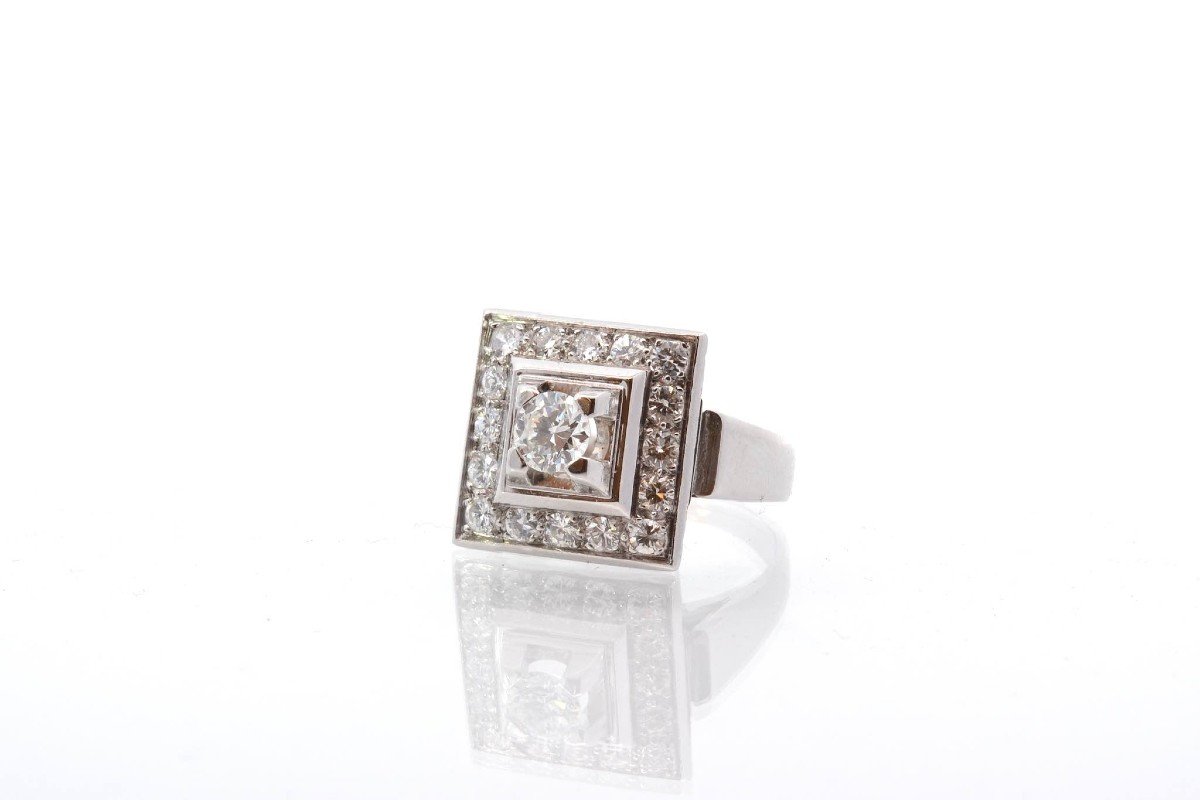 Vintage 1950 Diamond Ring In Platinum-photo-4