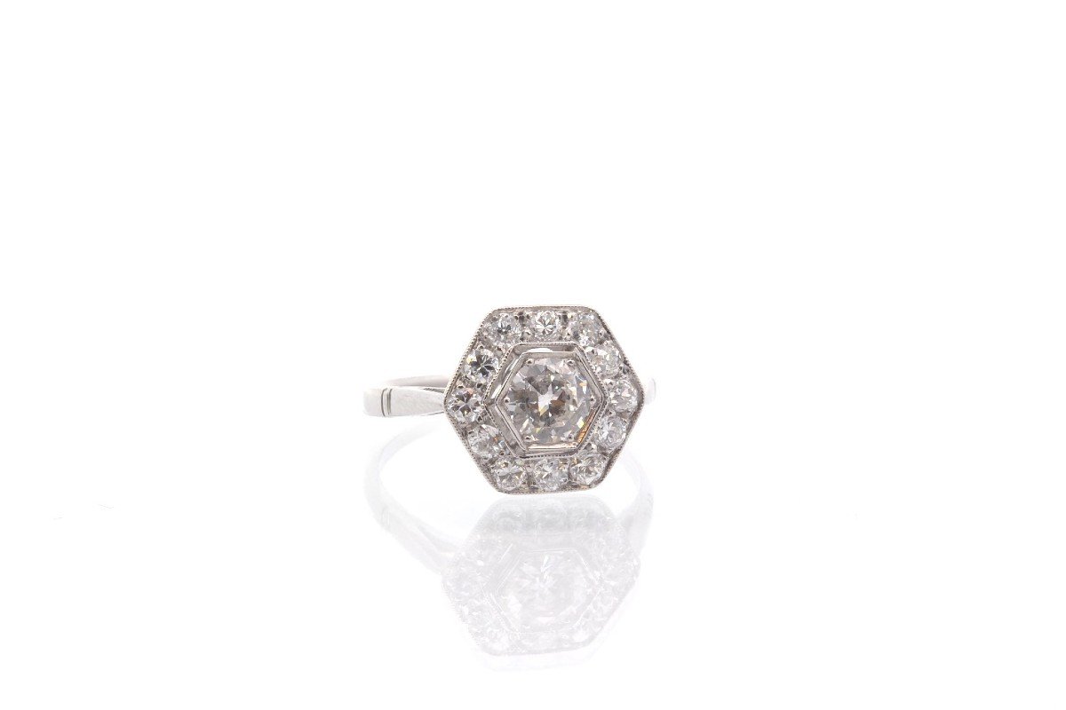 Vintage Art Deco Diamond Ring In Platinum-photo-3