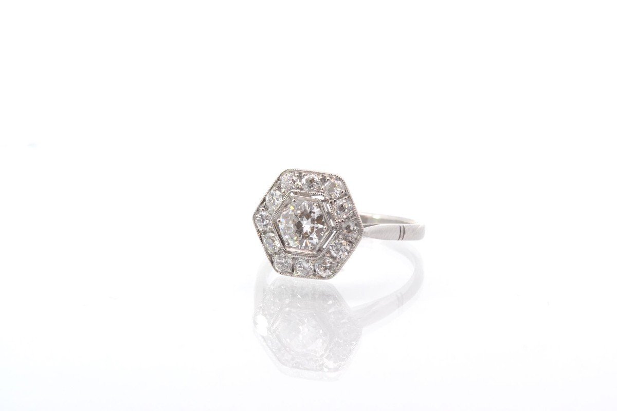 Vintage Art Deco Diamond Ring In Platinum-photo-4