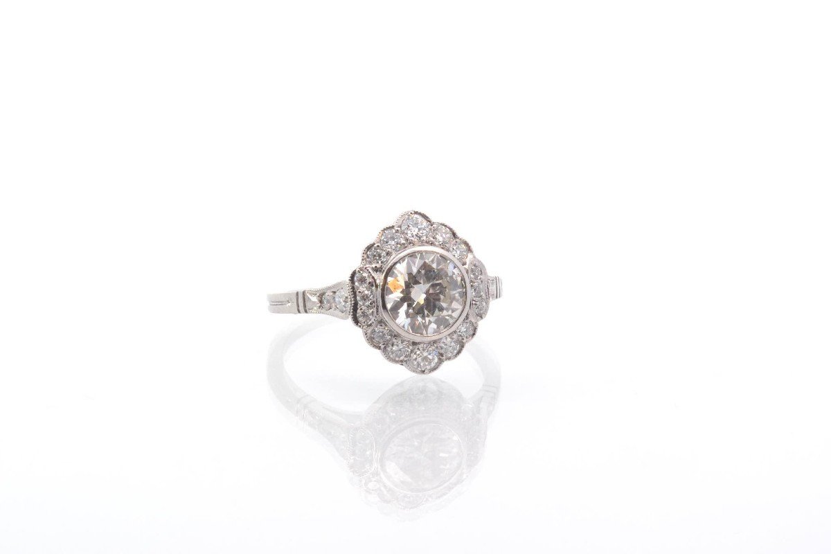 Vintage Diamond Ring 1.06 Cts J/si2 In Platinum-photo-3