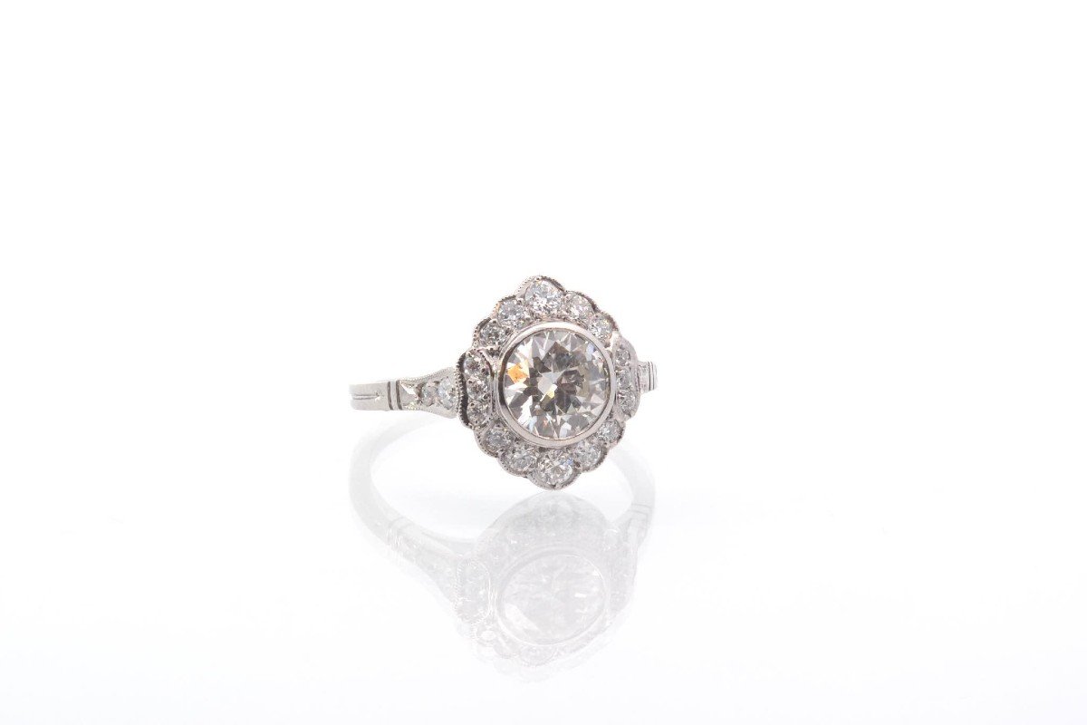 Bague Vintage Diamant 1,06 Cts J/si2 En Platine-photo-3