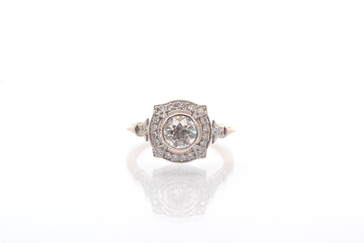 Vintage Diamond Ring In Gold And Platinum-photo-2