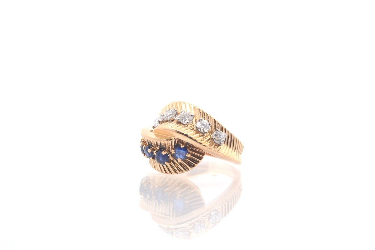Vintage Van Cleef & Arpels Diamond And Sapphire Ring In Gold-photo-4