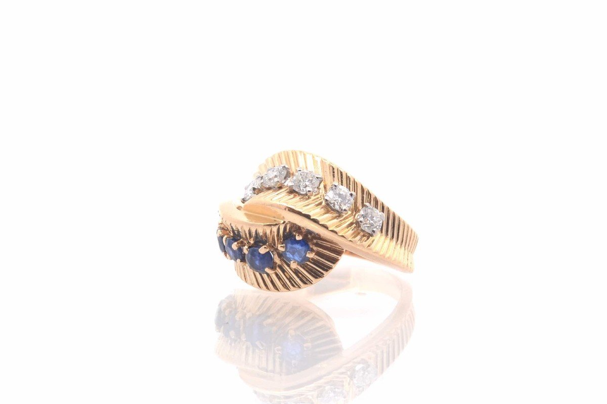 Vintage Van Cleef & Arpels Diamond And Sapphire Ring In Gold