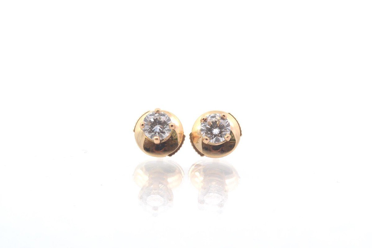Yellow Gold And Diamond Stud Earrings-photo-2