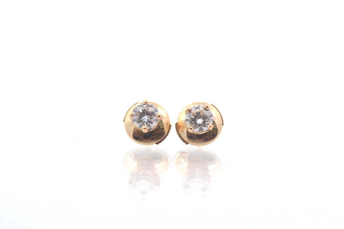 Puces D’oreilles En Or Jaune Et Diamants-photo-2